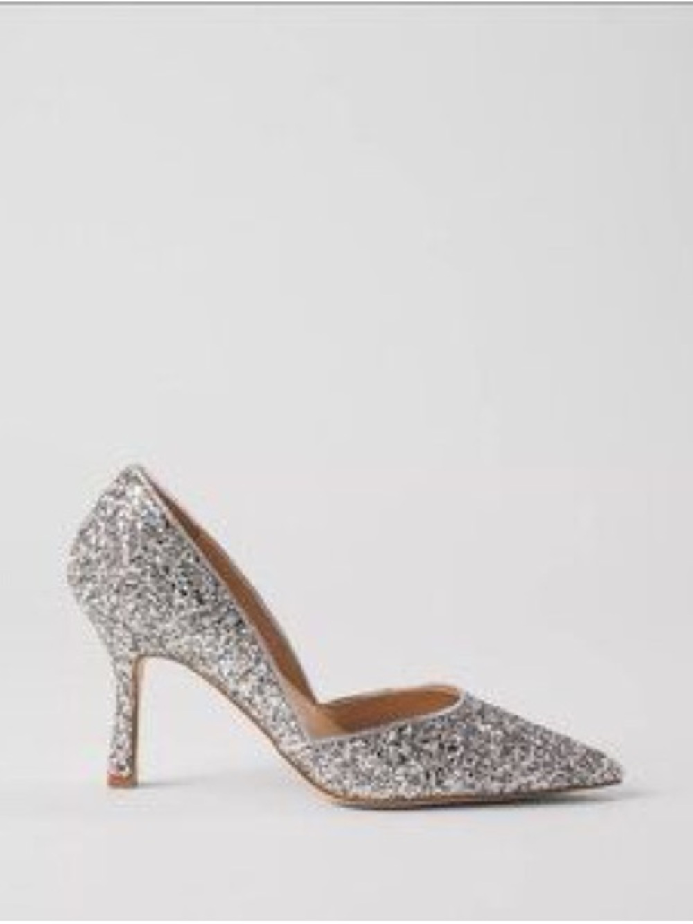 Ann Taylor Azra Silver Glitter Pointed Toe Stiletto 7.5 brand new
